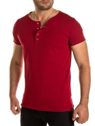 WOTEGA V-Neck Double Layer T-Shirt Pete Dunkelrot/Rot