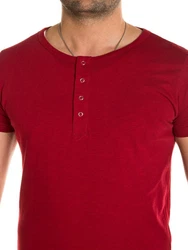 WOTEGA V-Neck Double Layer T-Shirt Pete Dunkelrot/Rot
