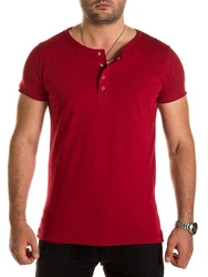 WOTEGA V-Neck Double Layer T-Shirt Pete Dunkelrot/Rot