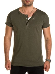 WOTEGA V-Neck Double Layer T-Shirt Pete Dunkelgrün/Khaki
