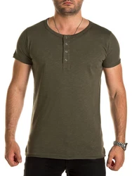 WOTEGA V-Neck Double Layer T-Shirt Pete Dunkelgrün/Khaki