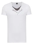 WOTEGA V-Neck Double Layer T-Shirt Pete Creme/Grau/Weiß/Hellgrau