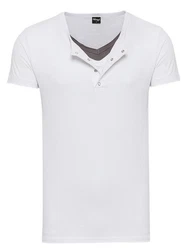 WOTEGA V-Neck Double Layer T-Shirt Pete Creme/Grau/Weiß/Hellgrau