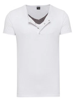 WOTEGA V-Neck Double Layer T-Shirt Pete Creme/Grau/Weiß/Hellgrau WOTEGA V-Neck Double Layer T-Shirt Pete Creme/Grau/Weiß/Hellgrau