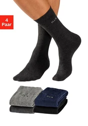 H.I.S Socken 4-Paar mit druckfreiem Bndchen Schwarz/Dunkelgrau