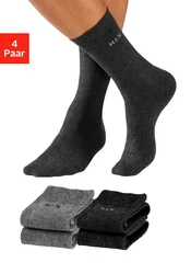 H.I.S Socken 4-Paar mit druckfreiem Bndchen Schwarz/Dunkelgrau
