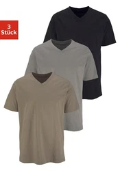 H.I.S Unterziehshirt mit V-Ausschnitt  Khaki/Grau/Braun/Dunkelgrün/Schwarz/Rot/Lila
