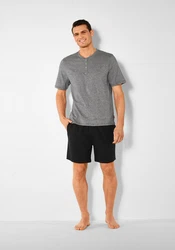 s.Oliver Pyjama Oberteil mit Knopfleiste Melange
