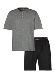 Pyjama (2 tlg., 1 Stck) Oberteil in Melange-Optik mit Knopfleiste
