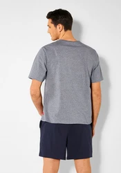s.Oliver Pyjama Oberteil mit Knopfleiste Dunkelblau/Grau/Blau
