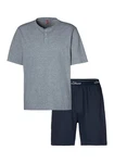 s.Oliver Pyjama Oberteil mit Knopfleiste Dunkelblau/Grau/Blau