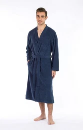 Bademantel Leichter Bademantel Herren, Langform, Jersey, Kimono-Kragen, Grtel, Besonders leichter Jerseybademantel