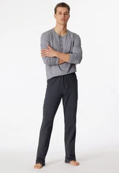 Schiesser Pyjama selected! premium inspiration mit praktischer Knopfleiste Grau/Dunkelblau/Dunkelgrau/Hellgrau