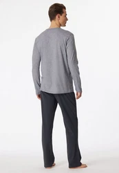 Schiesser Pyjama selected! premium inspiration mit praktischer Knopfleiste Grau/Dunkelblau/Dunkelgrau/Hellgrau
