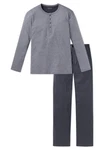 Schiesser Pyjama selected! premium inspiration mit praktischer Knopfleiste Grau/Dunkelblau/Dunkelgrau/Hellgrau