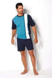 H.I.S Pyjama (2 tlg.) Blau/Türkis/Dunkelblau/Hellblau/Grau