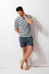 H.I.S Pyjama für Herren aus Baumwoll-Mix Hellblau/Grau/Grün/Rot/Dunkelblau