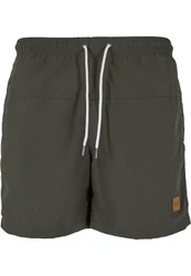 Urban Classics Block Swim Shorts Dunkelgrün/Khaki