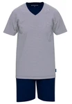 TOM TAILOR Pyjama Schlafanzug Grau/Dunkelblau/Blau