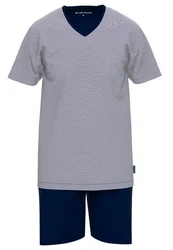 TOM TAILOR Pyjama Schlafanzug Grau/Dunkelblau/Blau