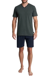 TOM TAILOR Pyjama Schlafanzug Dunkelgrün/Grün/Dunkelblau/Khaki