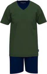 TOM TAILOR Pyjama Schlafanzug Dunkelgrün/Grün/Dunkelblau/Khaki