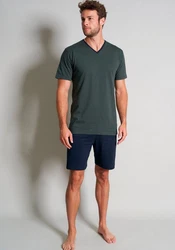 TOM TAILOR Pyjama Schlafanzug Dunkelgrün/Grün/Dunkelblau/Khaki