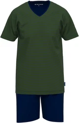 TOM TAILOR Pyjama Schlafanzug Dunkelgrün/Grün/Dunkelblau/Khaki