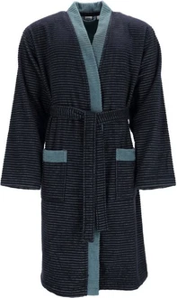 Esprit Herrenbademantel Double Stripe Dunkelblau/Hellblau/Grau/Blau