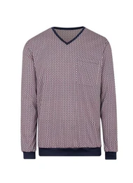 Pyjama Langarm Schlafshirt mit schickem Allover-Print (1 tlg)