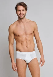 Schiesser Slip Authentic mit Eingriff Weiß/Creme/Braun