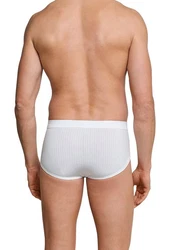 Schiesser Slip Authentic mit Eingriff Weiß/Creme/Braun
