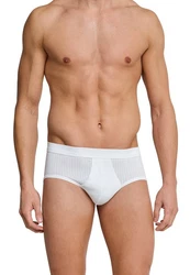 Schiesser Slip Authentic mit Eingriff Weiß/Creme/Braun
