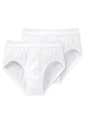 Schiesser Slip Authentic mit Eingriff Weiß/Creme/Braun