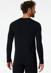 Schiesser Unterhemd Langarmshirt 95/5 mit Rundhalsausschnitt Dunkelblau/Schwarz