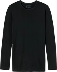 Schiesser Unterhemd Langarmshirt 95/5 mit Rundhalsausschnitt Dunkelblau/Schwarz