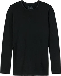 Schiesser Unterhemd Langarmshirt 95/5 mit Rundhalsausschnitt Dunkelblau/Schwarz