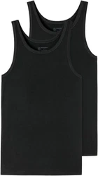 Schiesser Unterhemd 95/5 2er-Pack Schwarz/Dunkelgrau
