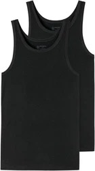 Schiesser Unterhemd 95/5 2er-Pack Schwarz/Dunkelgrau