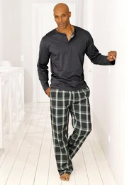 Pyjama (2 tlg., 1 Stck) mit langer karierter Webhose