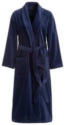 Vossen Bademantel Feeling-L Schalkragen Gürtel Dunkelblau/Blau