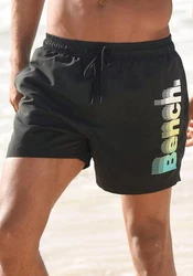 Bench. Badeshorts mit Logo Schwarz/Beige/Hellblau