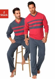 le jogger Pyjama Schlafanzug fr Herren (Packung, 4 tlg., 2 Stck) aus 100% Baumwolle