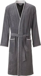 Herrenbademantel Nico, ideal fr Sauna & Spa, Hotelbademantel, Morgenmantel, Langform, Walkfrottee, Kimono-Kragen, Grtel, mit Kimono-Kragen, farblich abgesetzte Paspelierung