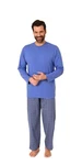 Trend by Normann Pyjama Herren Schlafanzug lang mit Flanell Hose Blau/Hellblau/Dunkelblau