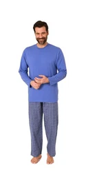 Trend by Normann Pyjama Herren Schlafanzug lang mit Flanell Hose Blau/Hellblau/Dunkelblau