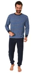 Trend by Normann Pyjama Herren Schlafanzug Dunkelblau/Blau/Hellblau/Lila