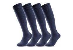sockenkauf24 Kniestrümpfe 4 Paar Herren Thermostrümpfe mit Innenfrottee Winterstrümpfe (22350) Navy (22350)