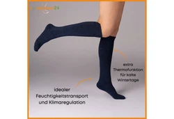 sockenkauf24 Kniestrümpfe 4 Paar Herren Thermostrümpfe mit Innenfrottee Winterstrümpfe (22350) Navy (22350)