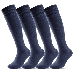 sockenkauf24 Kniestrümpfe 4 Paar Herren Thermostrümpfe mit Innenfrottee Winterstrümpfe (22350) Navy (22350)